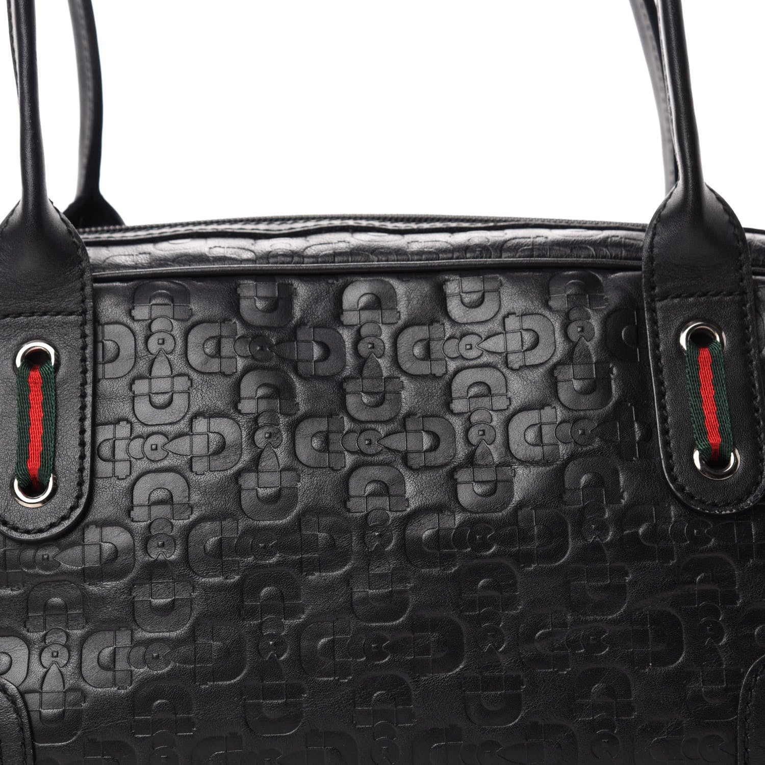 Gucci Calfskin Horsebit Embossed Princy Boston Black 10 of 10