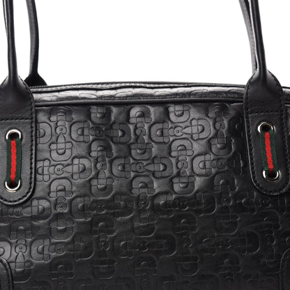 Gucci Calfskin Horsebit Embossed Princy Boston Black 10 of 10