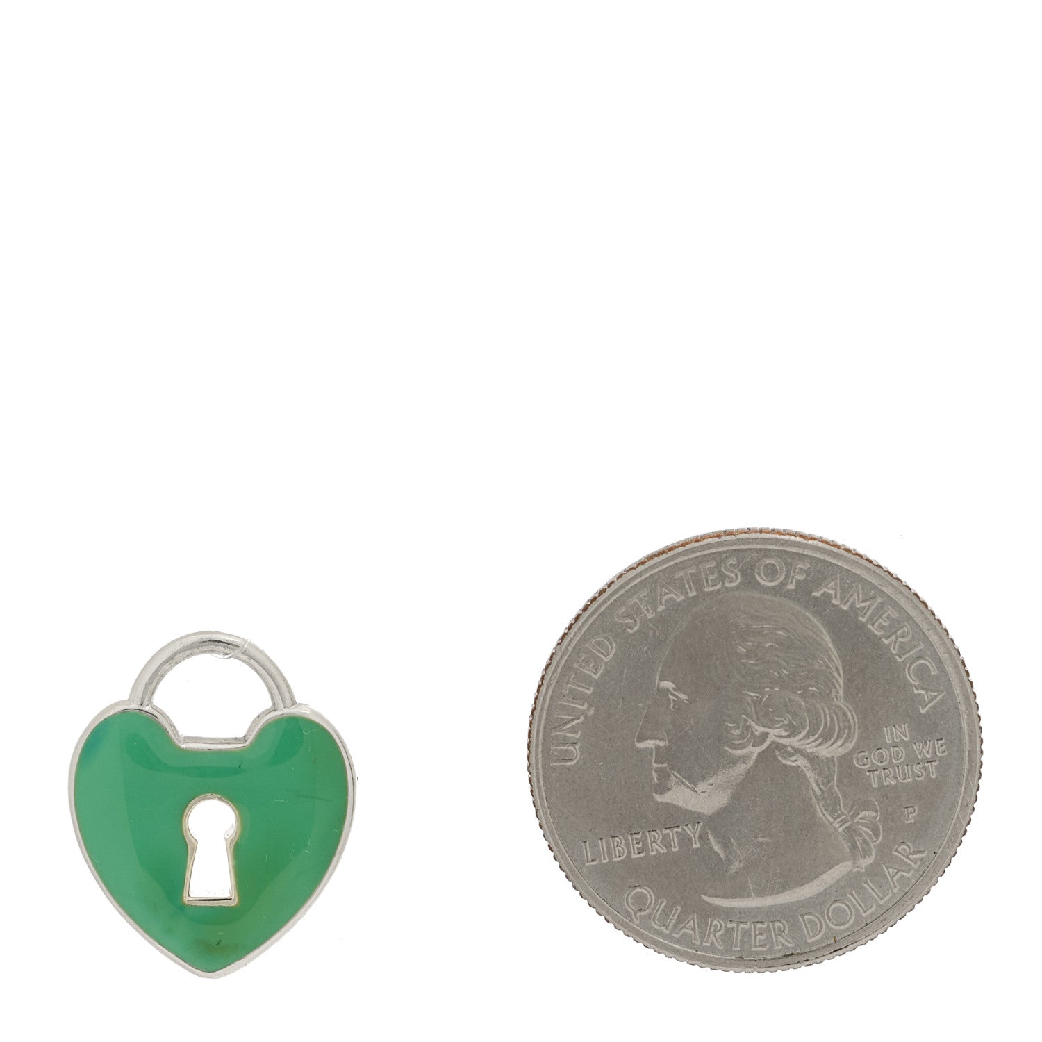 Tiffany Sterling Silver Enamel Heart Lock Charm Blue 2 of 4