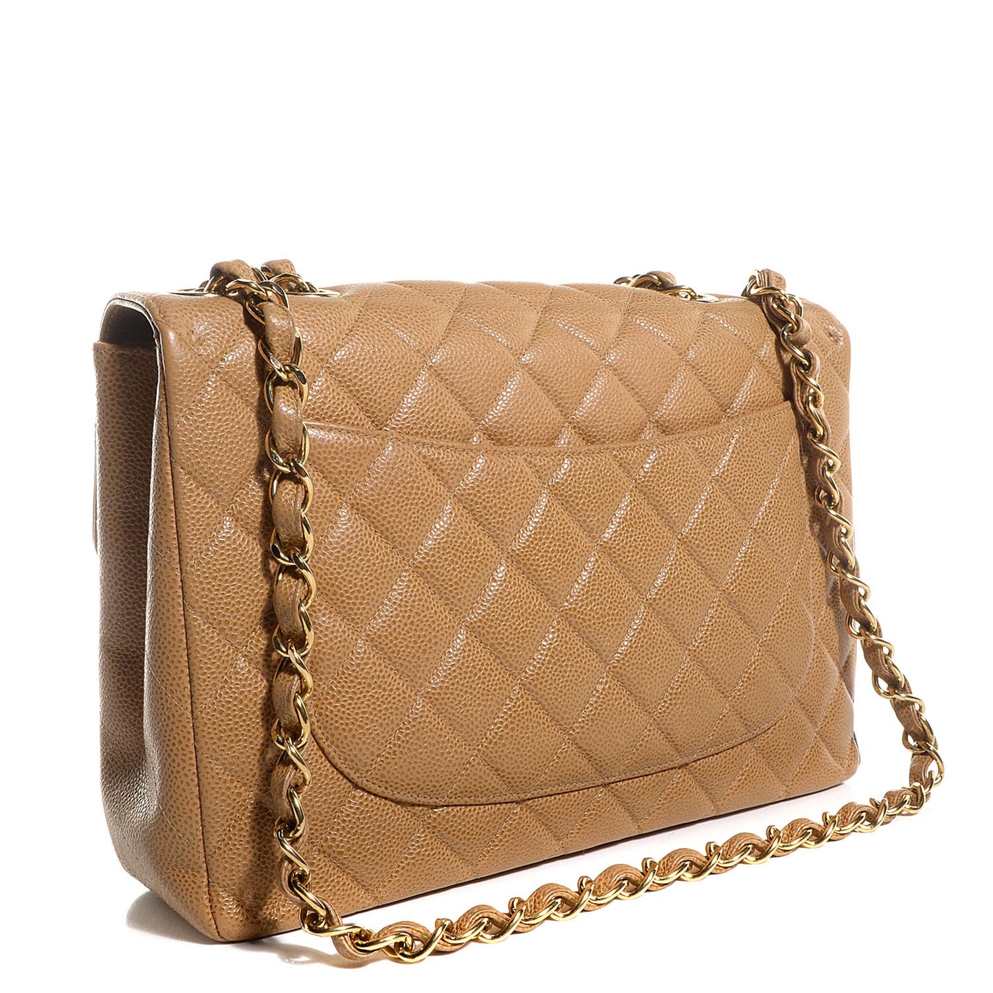 Caviar Jumbo Single Flap Beige