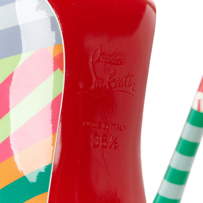 Christian Louboutin Patent Striped Grand Bain Swimming Pool Hot Chick 100 Pumps 36.5 Multicolor 7 of 9