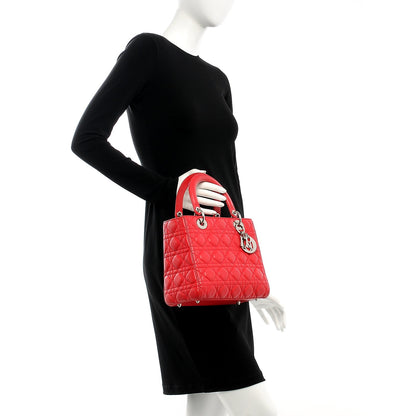 Christian Dior Lambskin Cannage Medium Lady Dior Red 3 of 12