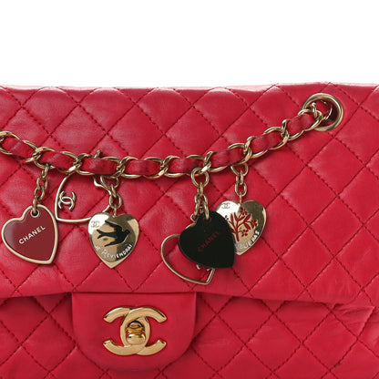 Chanel Lambskin Quilted Valentine Charms Medium Flap Red 8 of 12