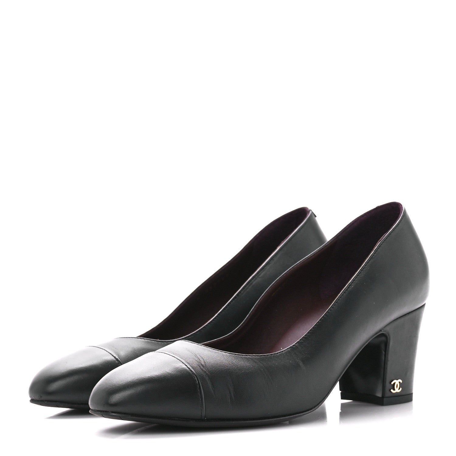 Chanel Lambskin Cap Toe CC Pumps 39 Black 3 of 8