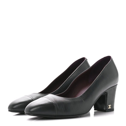 Chanel Lambskin Cap Toe CC Pumps 39 Black 3 of 8