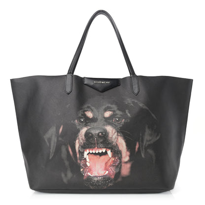 Givenchy Textured Coated Canvas Rottweiler Print Large Antigona Tote Black 1 of 11