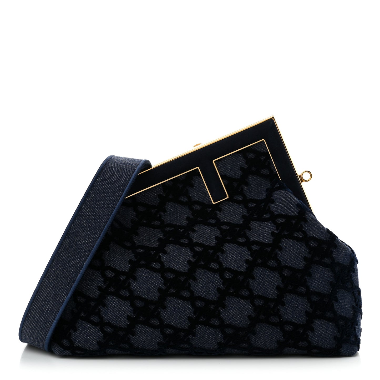 Denim Karligraphy Embroidered Medium Fendi First Blue