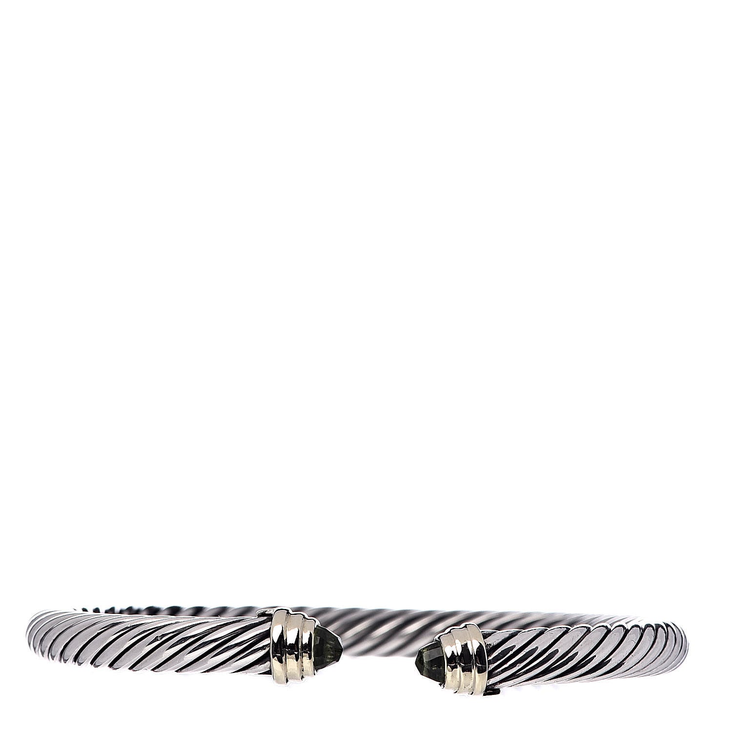 David Yurman Sterling Silver 14K Yellow Gold Peridot 5mm Cable Classics Petite Color Bracelet 1 of 4