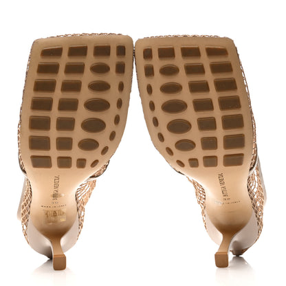 Bottega Veneta Mesh Calfskin Stretch Chain Strap 90mm Pumps 39 Beige Pony 6 of 10