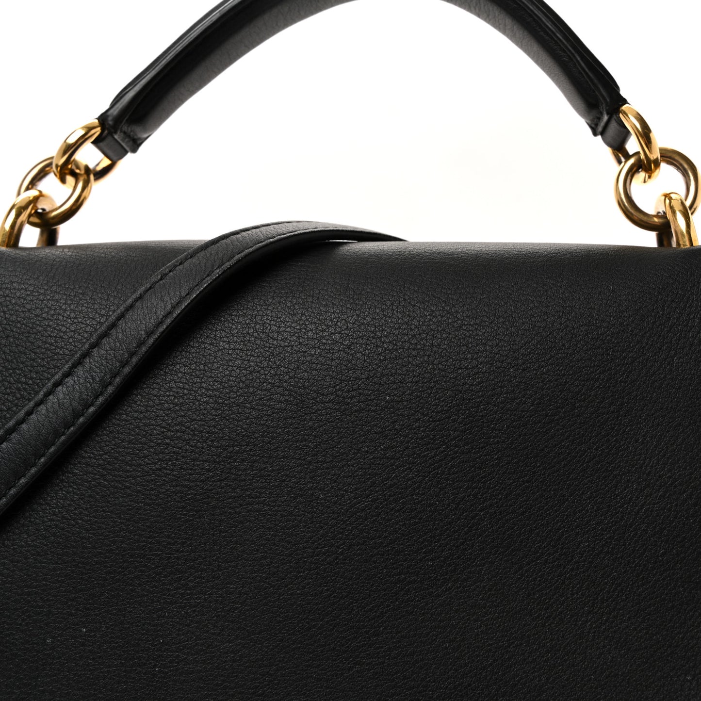 Calfskin Embossed Medium Margot Top Handle Satchel Black