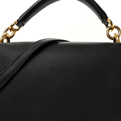 Salvatore Ferragamo Calfskin Embossed Medium Margot Top Handle Satchel Black 9 of 11