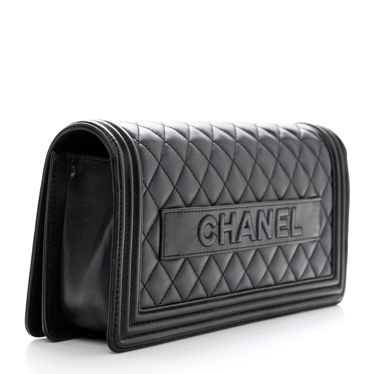 Chanel Lambskin Quilted Boy Flap Clutch Black 7 of 18