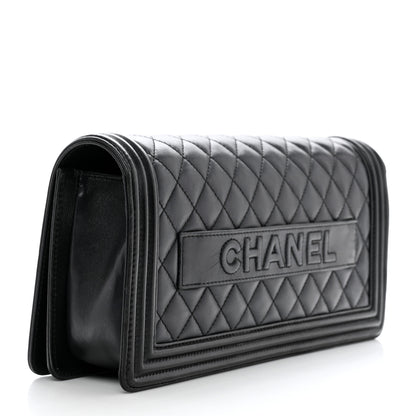 Chanel Lambskin Quilted Boy Flap Clutch Black 7 of 18