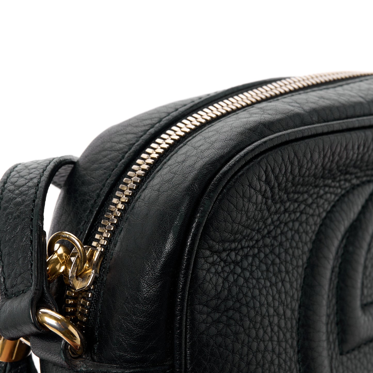Pebbled Calfskin Small Soho Disco Bag Black