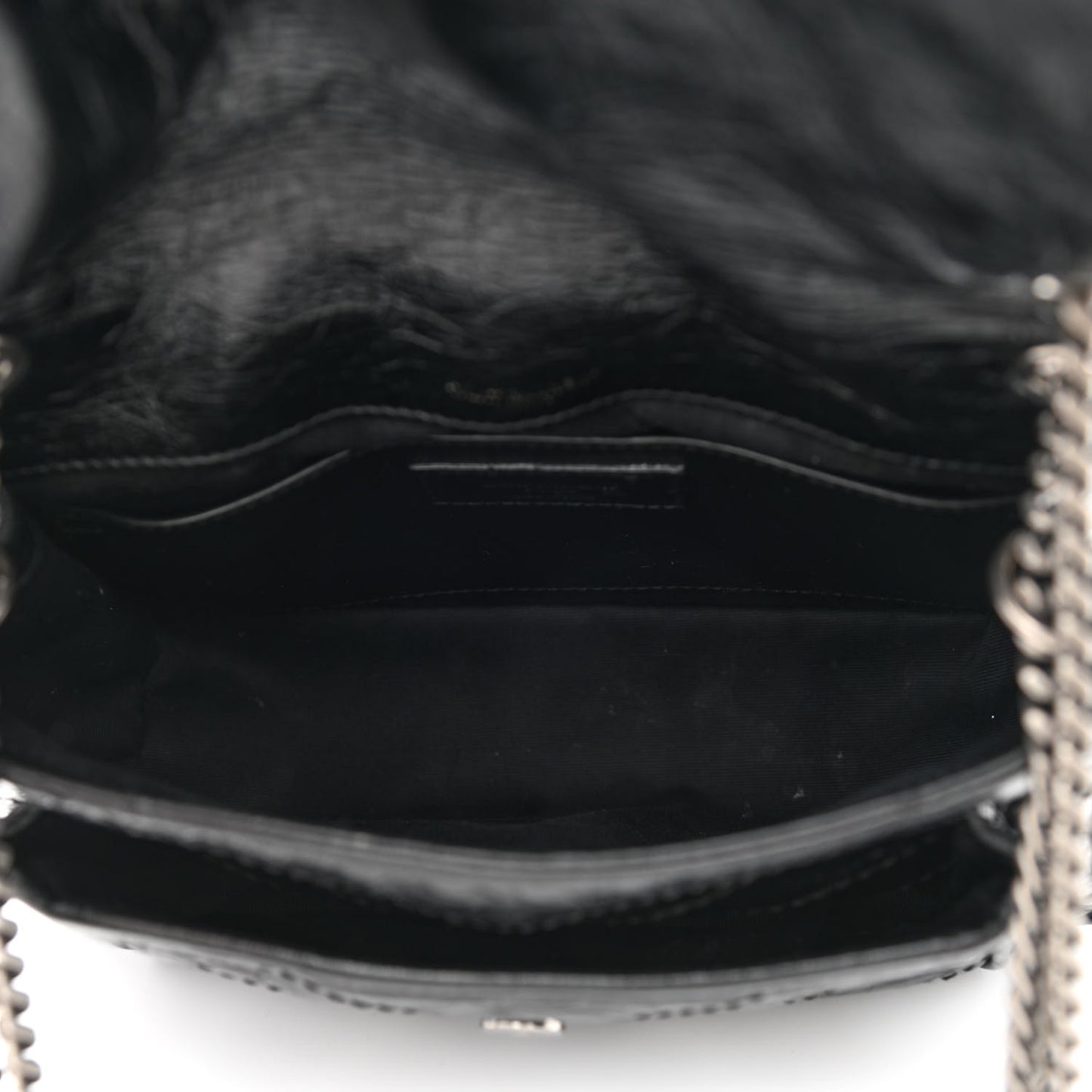 Crinkled Lambskin Matelasse Monogram Baby Niki Chain Satchel Black