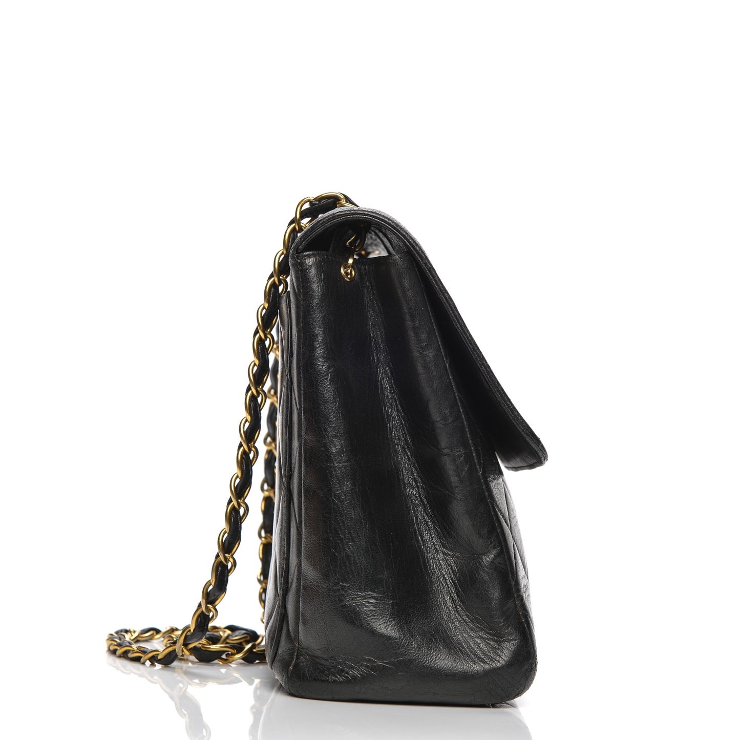 Lambskin Quilted Medium Single Flap Black