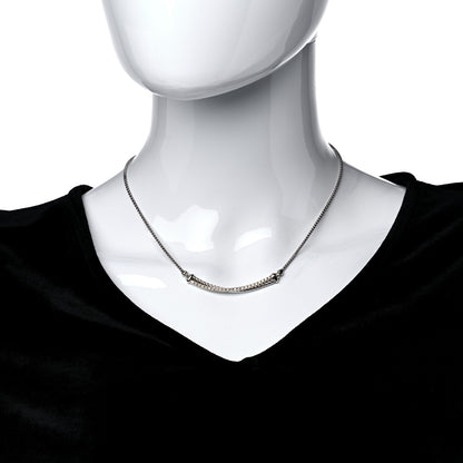 David Yurman Sterling Silver Diamond Crossover Bar Necklace 2 of 6