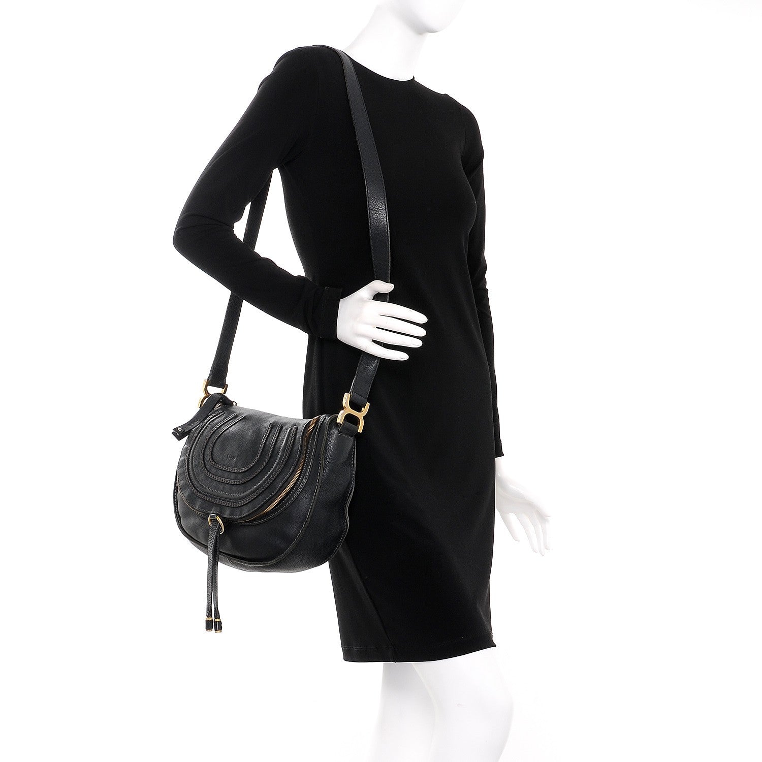 Chloe Calfskin Medium Marcie Round Zip Crossbody Bag Angora Beige 2 of 17