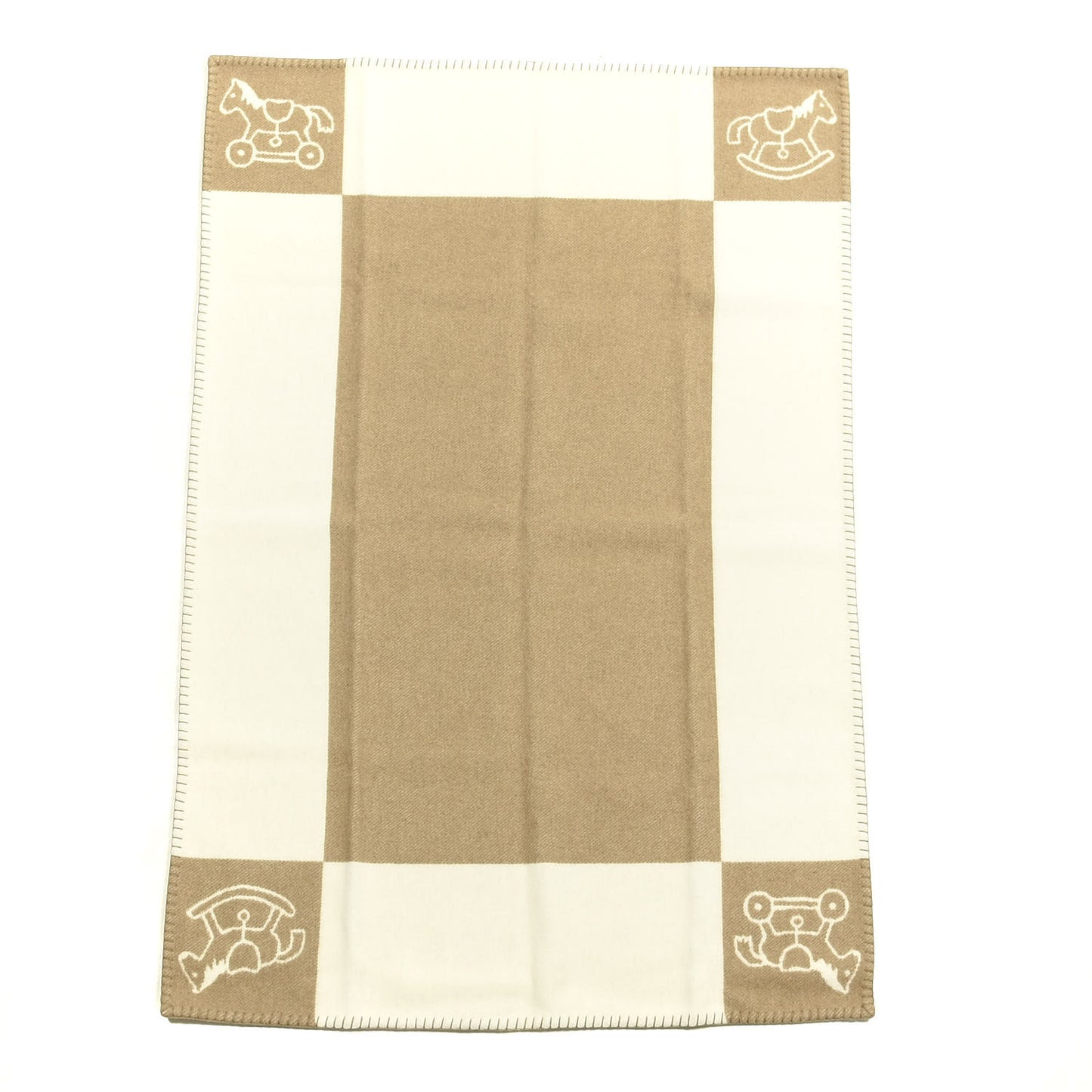 Wool Cashmere Adada Avalon Baby Blanket Noisette Moyen White