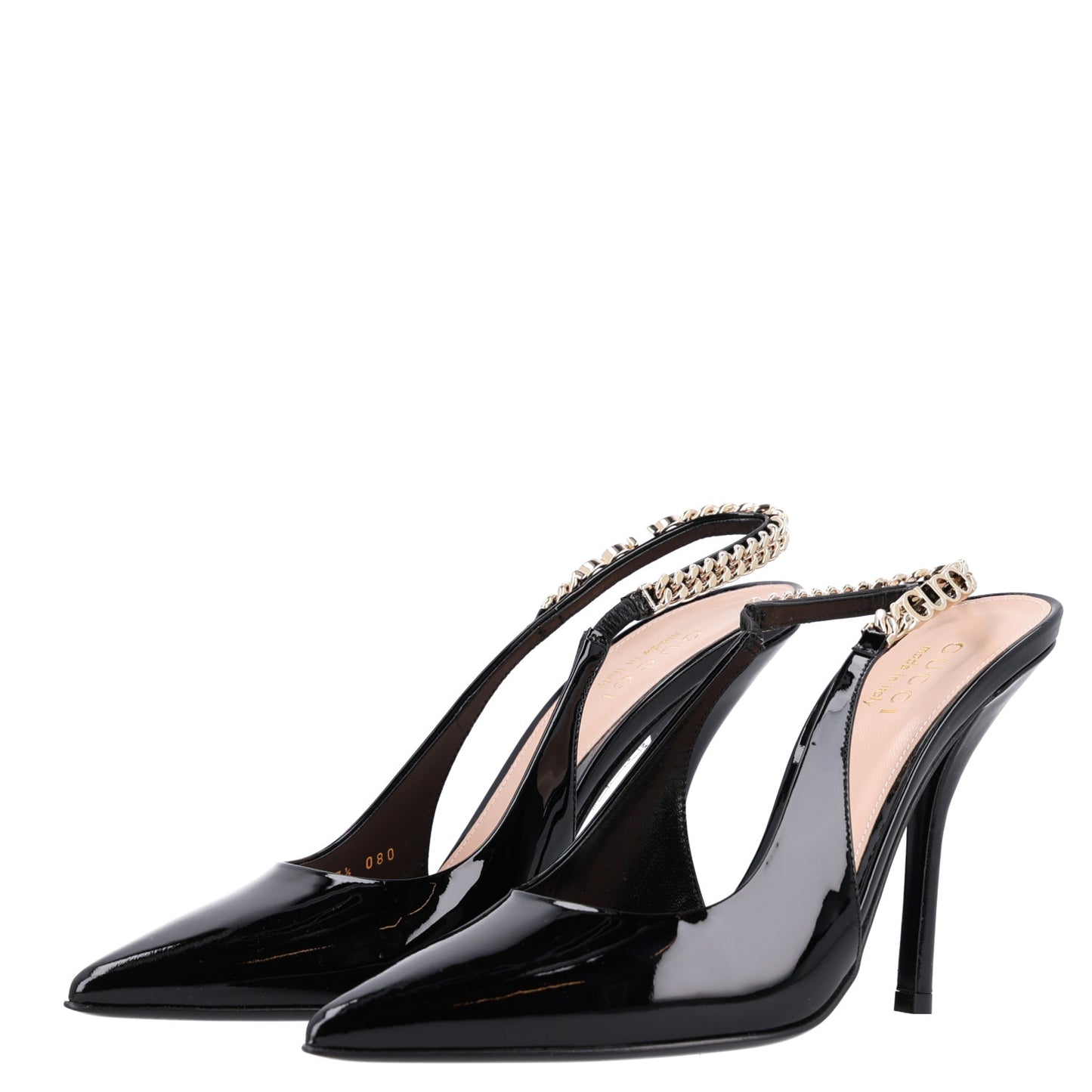 Vernice Crystal Nappa Charlotte Signoria Slingback Pumps 37.5 Black