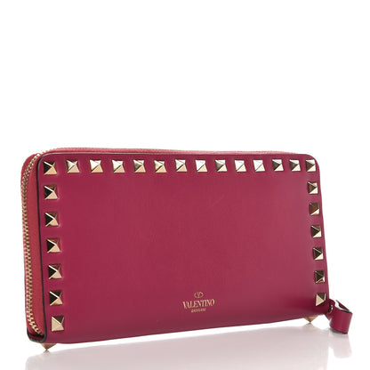 Valentino Garavani Calfskin Rockstud Zip Around Wallet Deep Cyclamin 3 of 9