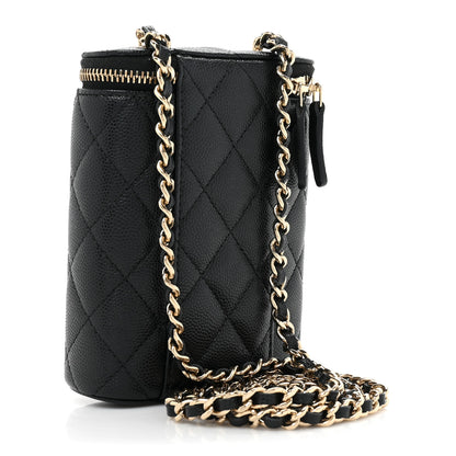Chanel Caviar Quilted Small Vertical Coco Beauty Vanity Case With Chain Black 3 of 11