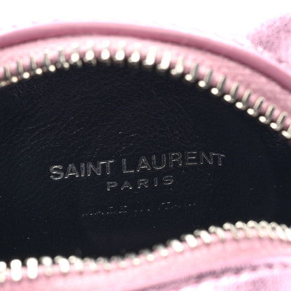 Saint Laurent Crinkled Lame Calfskin Jaime Cube Charm Keychain Violet 6 of 6