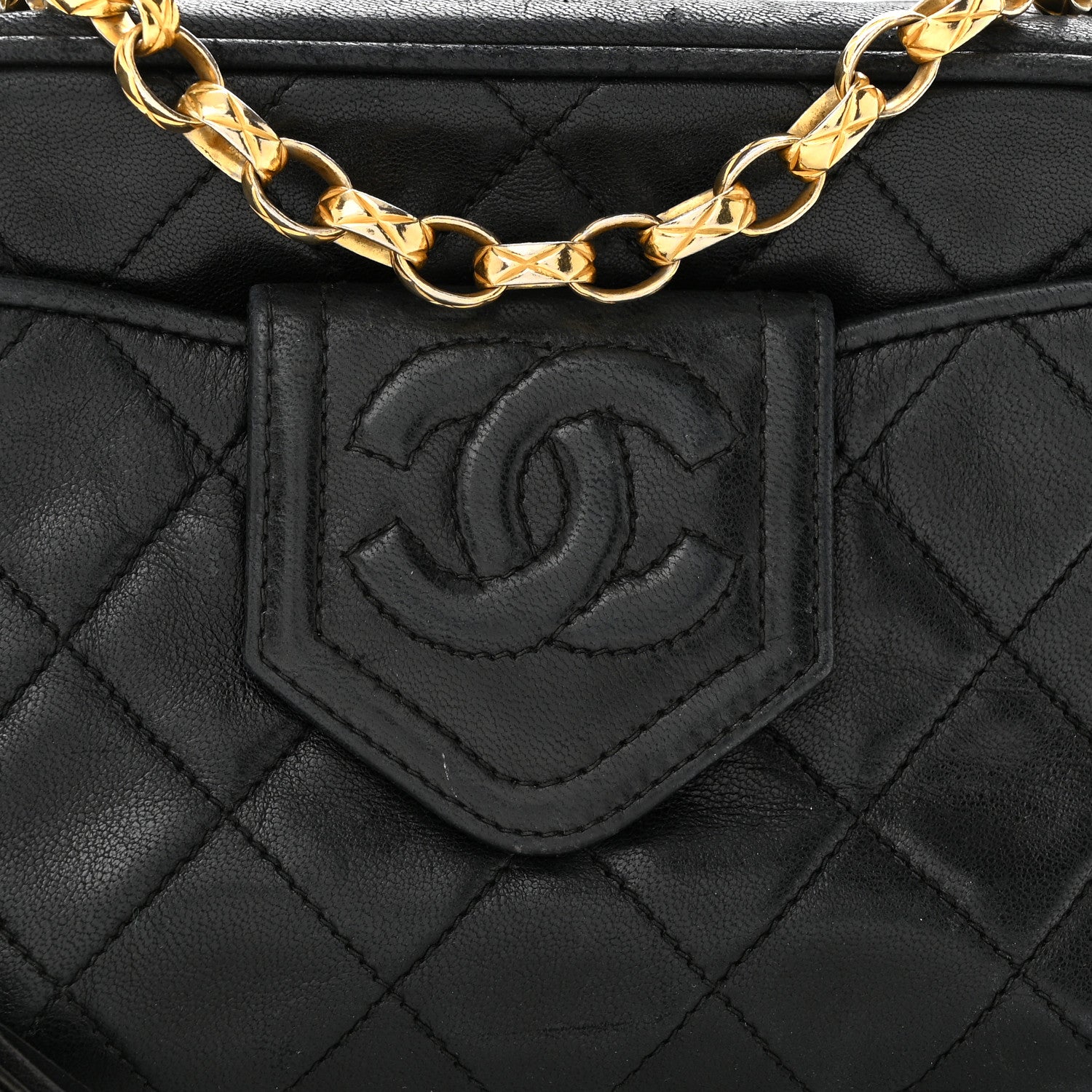 Chanel Lambskin Quilted CC Tassel Camera Case Black 10 of 13