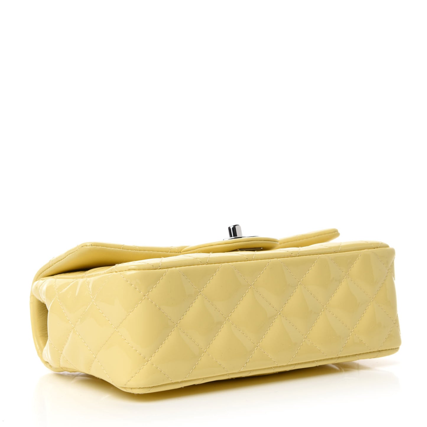 Patent Quilted Mini Rectangular Flap Yellow