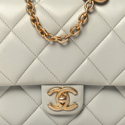 Chanel Lambskin Enamel Pearl Quilted Mini Charm Me Square Flap Light Blue 8 of 10
