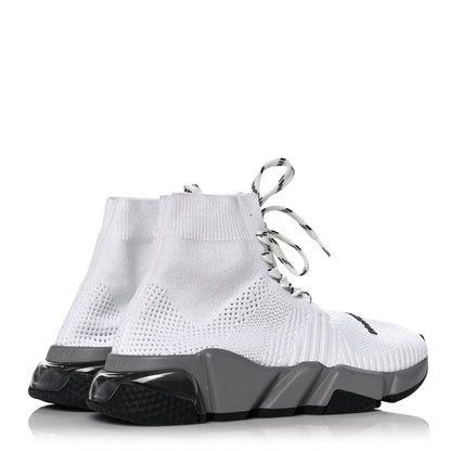 Balenciaga Knit Womens Speed Lace Up Clear Sole Sneakers 35 White 4 of 12