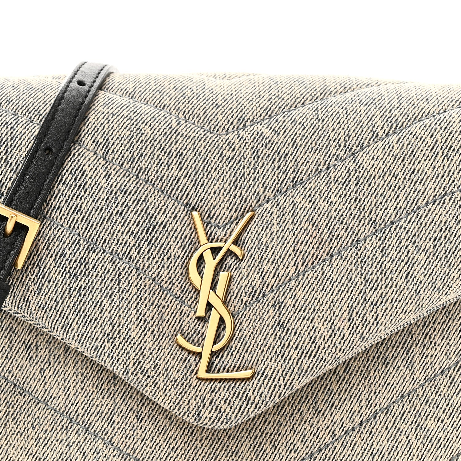 Saint Laurent Denim Y Quilted Monogram Toy Loulou Crossbody Bag Grey 8 of 10