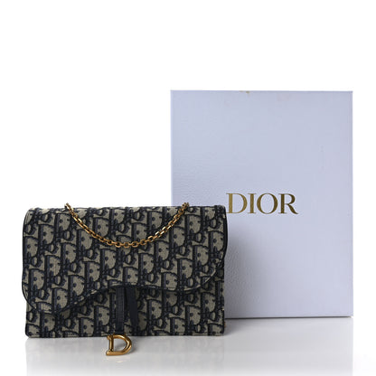Christian Dior Oblique Saddle Chain Pouch Blue 9 of 9