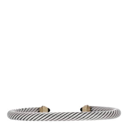 David Yurman Sterling Silver 14K Yellow Gold Black Onyx 5mm Cable Classics Petite Color Bracelet 2 of 3