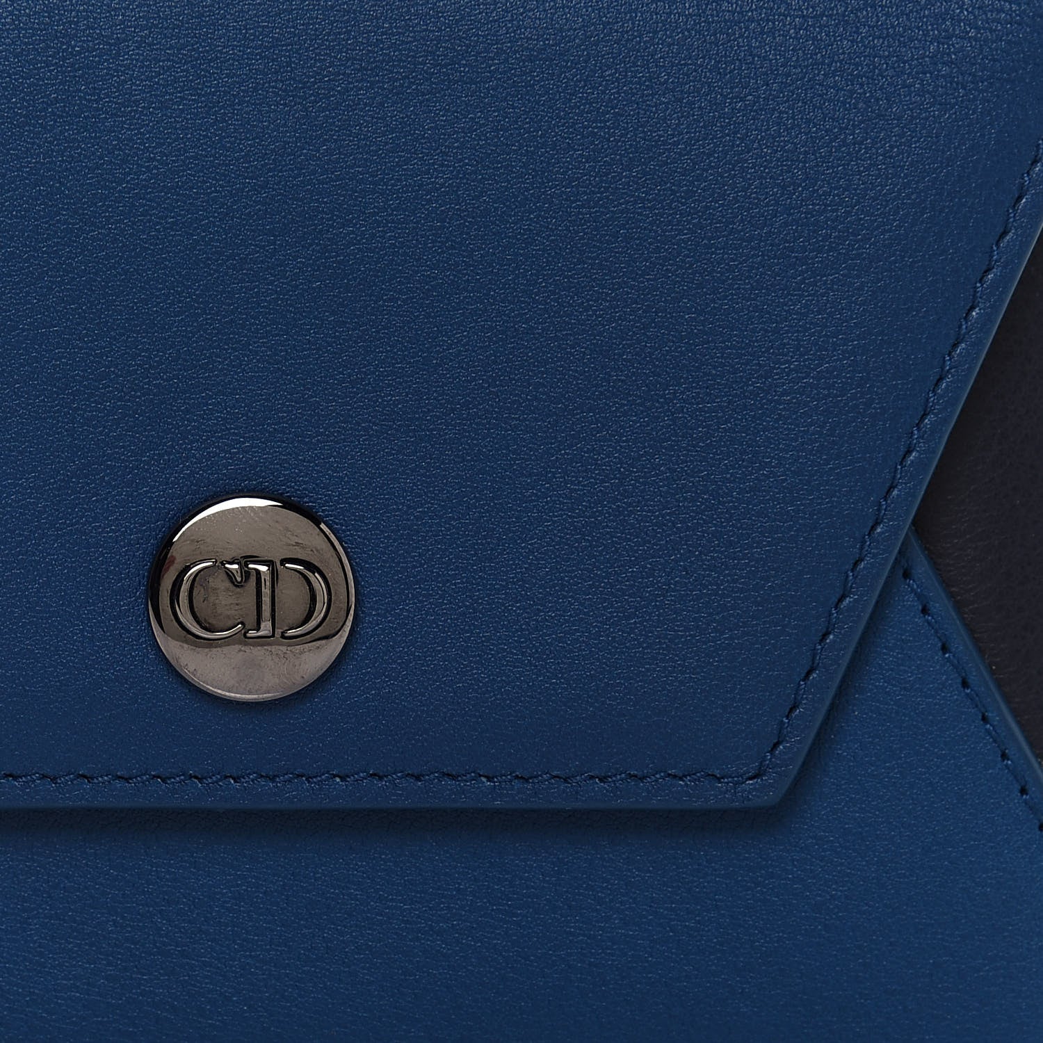 Christian Dior Calfskin Bi-Color Envelope Wallet Blue Black 8 of 12