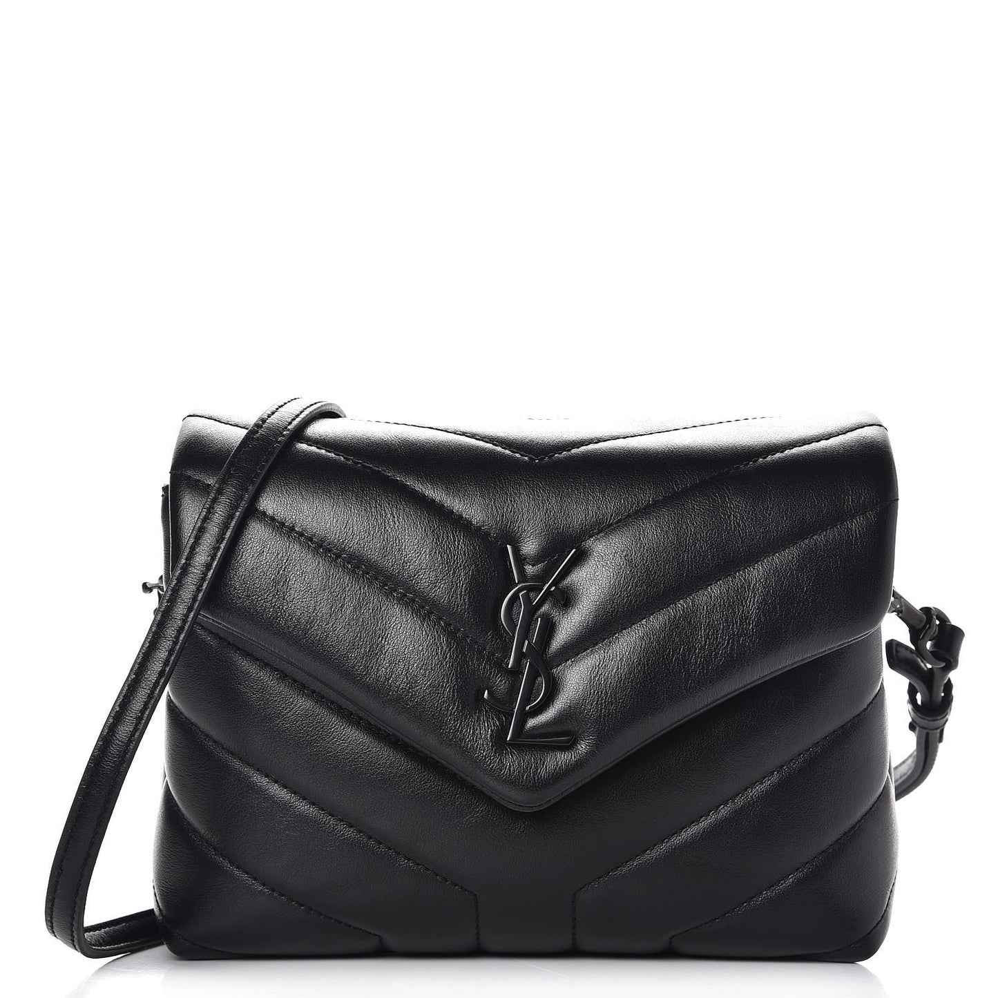 Calfskin Y Quilted Monogram Toy Loulou Crossbody Bag Black