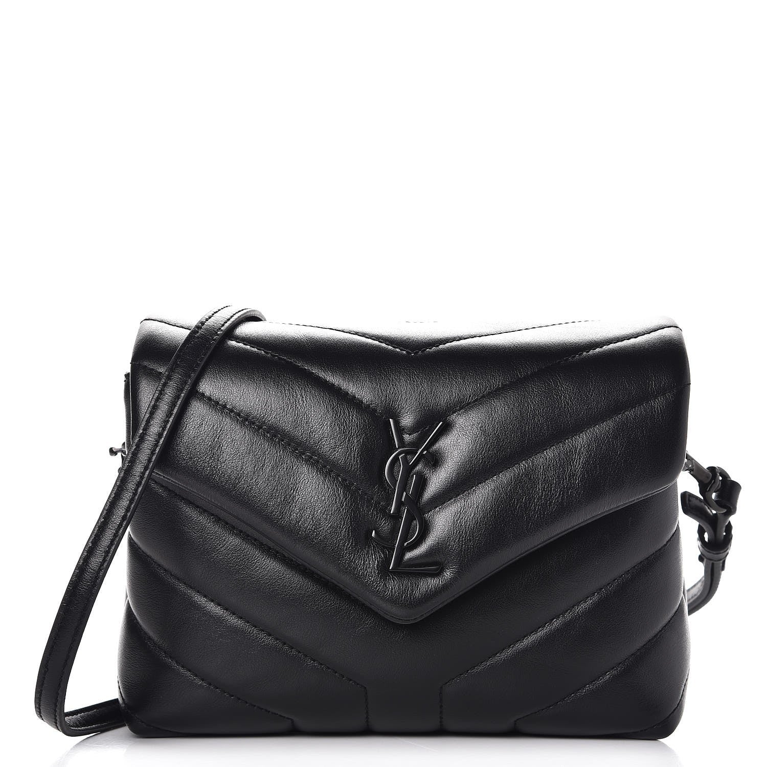 Saint Laurent Calfskin Y Quilted Monogram Toy Loulou Crossbody Bag Black 1 of 7