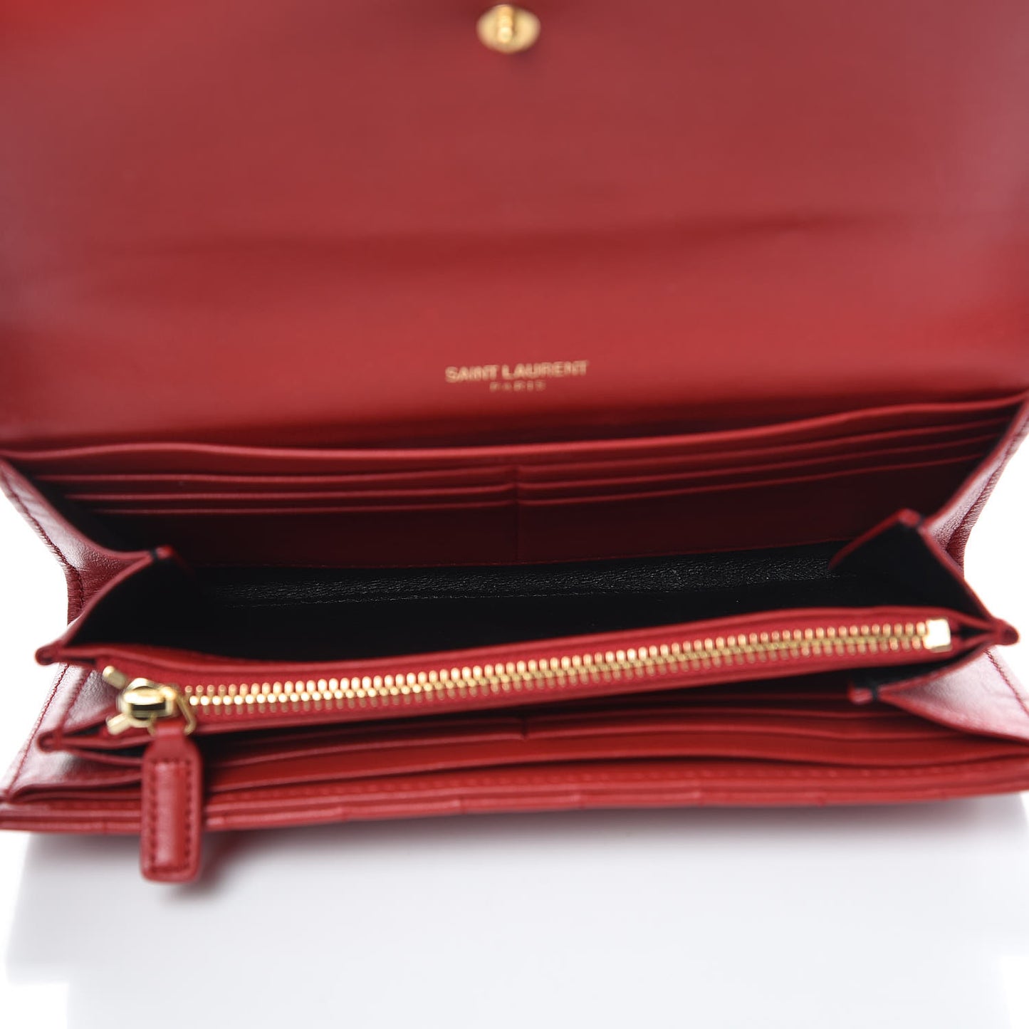 Lambskin Matelasse Monogram Large Vicky Continental Wallet Rouge Eros