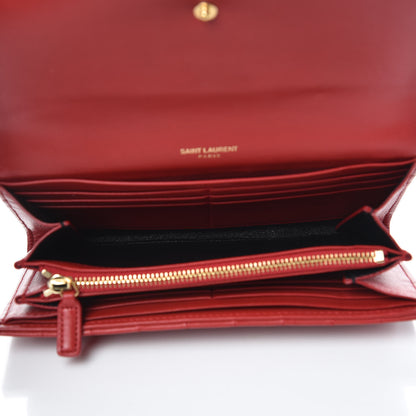 Saint Laurent Lambskin Matelasse Monogram Large Vicky Continental Wallet Rouge Eros 5 of 6