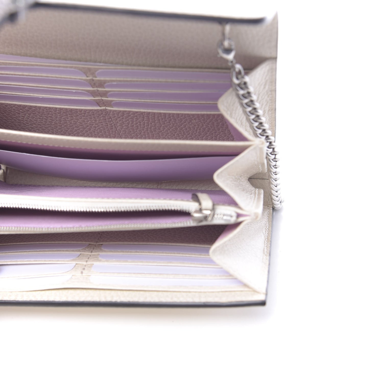 Dollar Calfskin Mini Dionysus Chain Wallet Mystic White