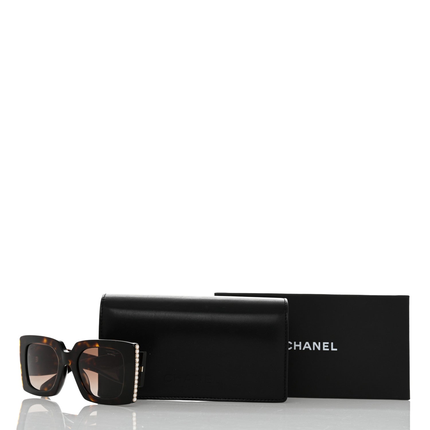 Chanel Acetate Pearl Rectangle Sunglasses 5480-H-A Tortoise 8 of 8