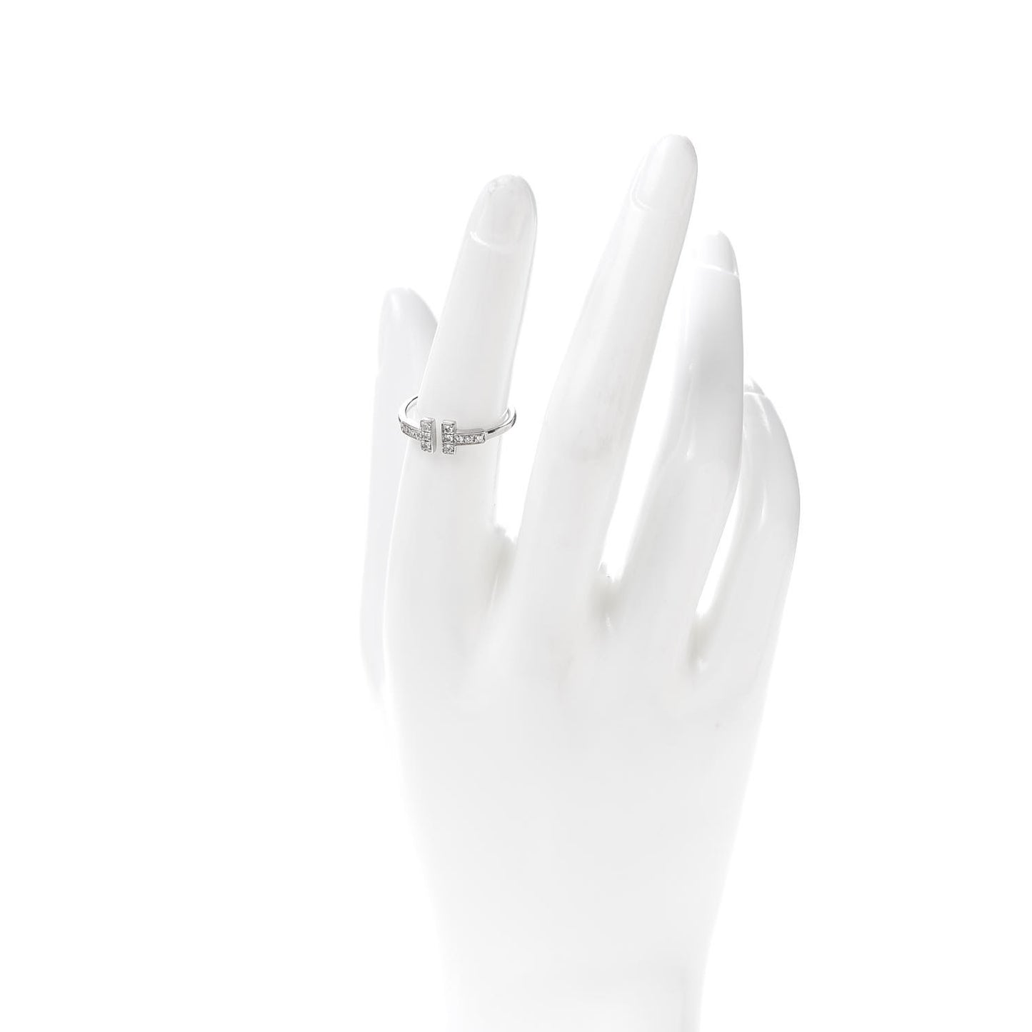 18K White Gold Diamond T Wire Ring 53 6.5
