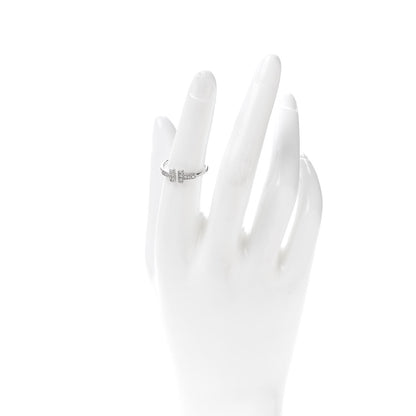 Tiffany 18K White Gold Diamond T Wire Ring 53 6.5 2 of 5