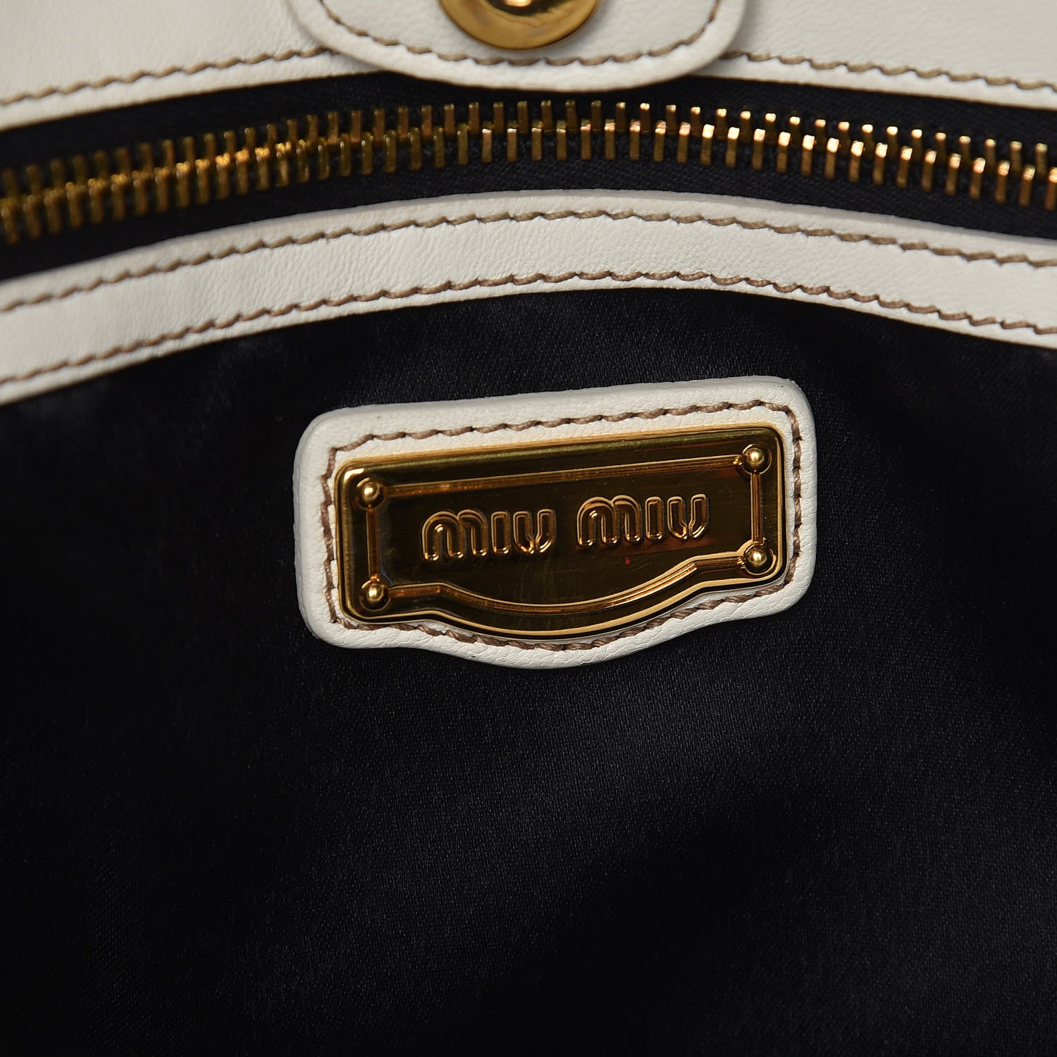 Miu Miu Soft Calfskin Hammered Stud Shopping Tote White 6 of 9