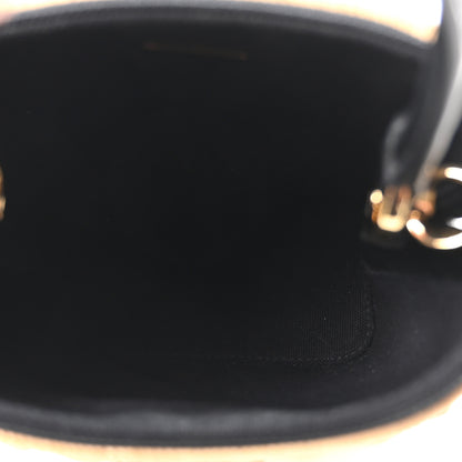 Prada Wicker Canvas Panier Bucket Bag Naturale Black 4 of 8