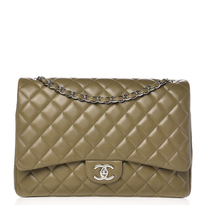 Chanel Lambskin Quilted Maxi Double Flap Green 1 of 7