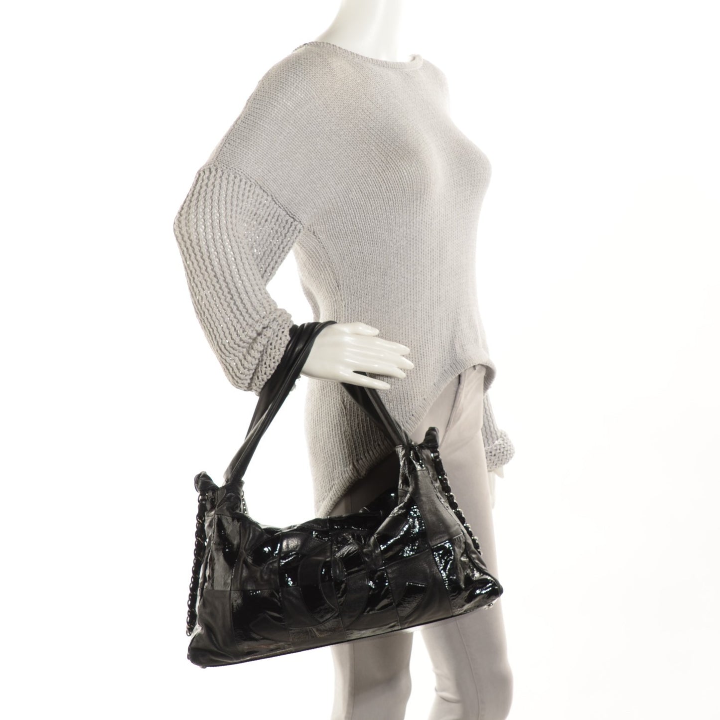 Patent Patchwork Brooklyn Hobo Black