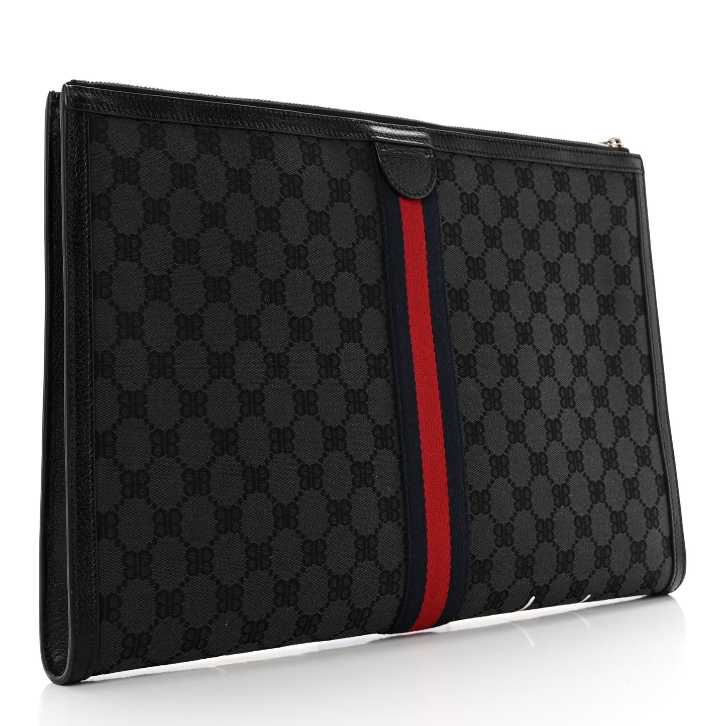 X BALENCIAGA BB Monogram Web Graffiti Ophidia Laptop Pouch Black