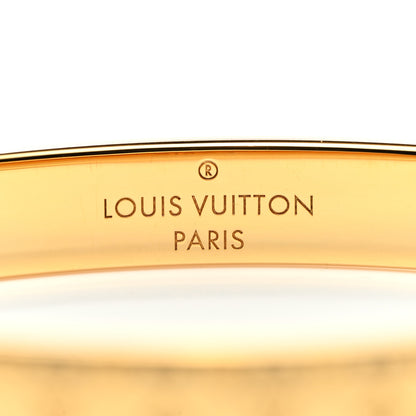 Louis Vuitton Brass Crystal Monogram Nanogram Strass Cuff M Gold 4 of 8