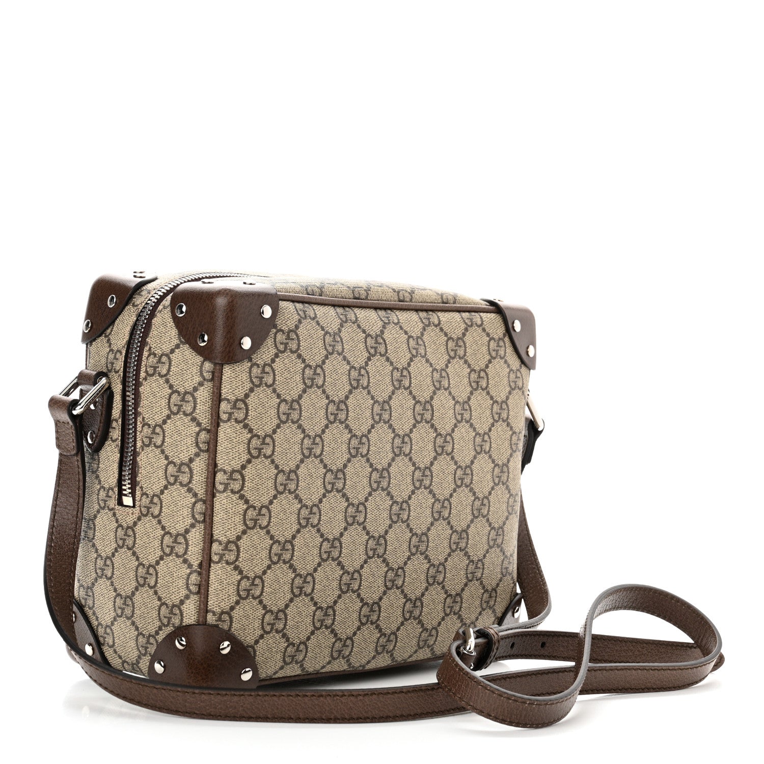 Gucci GG Supreme Monogram Textured Calfskin Square Messenger Bag Beige Ebony New Acero 3 of 10